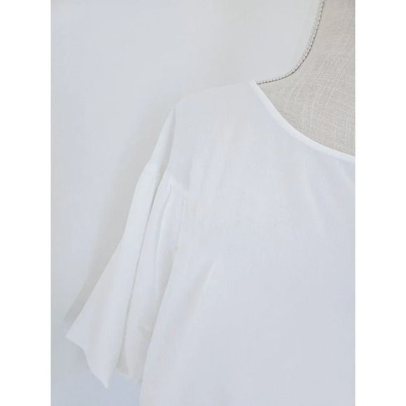 Elizabeth And James White Simi Sheer Polyester Crepe Bell Sleeve Blouse Top M - Picture 3 of 12